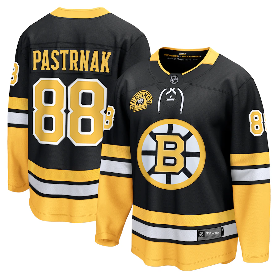 David Pastrnak Boston Bruins Fanatics 100th Anniversary Premier Breakaway Player Jersey - Black