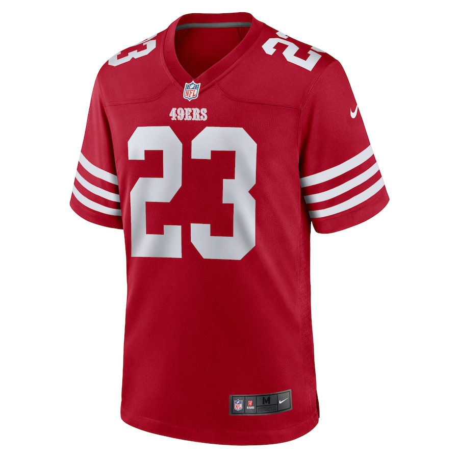 Mens San Francisco 49ers Christian McCaffrey Scarlet Game Player Jersey