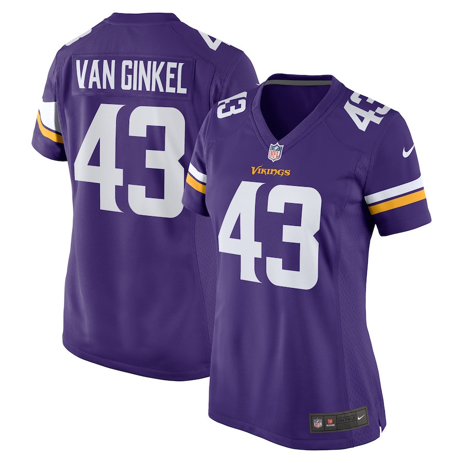 Andrew Van Ginkel 43 Minnesota Vikings Team Game Women Jersey - Purple