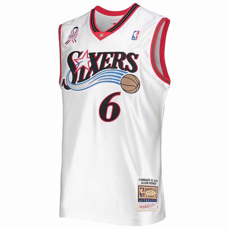 Men's Eastern Conference Allen Iverson Mitchell & Ness White Hardwood Classics 2002 NBA All-Star Game Authentic Jersey