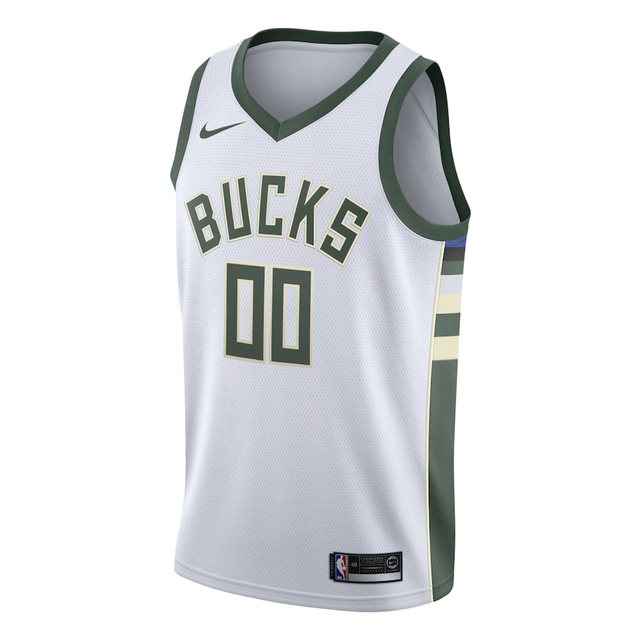 Men's NBA Milwaukee Bucks White Swingman Custom Jersey - Association Edition