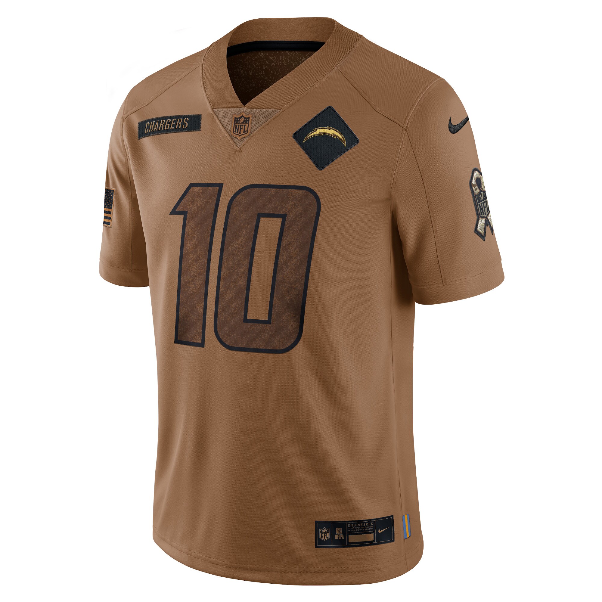 Justin Herbert Los Angeles Chargers 2023 Salute To Service Limited Jersey - Brown