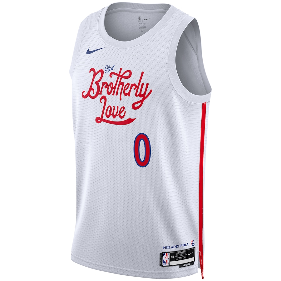 Unisex Philadelphia 76ers Tyrese Maxey Nike White 2022/23 Swingman Jersey - City Edition