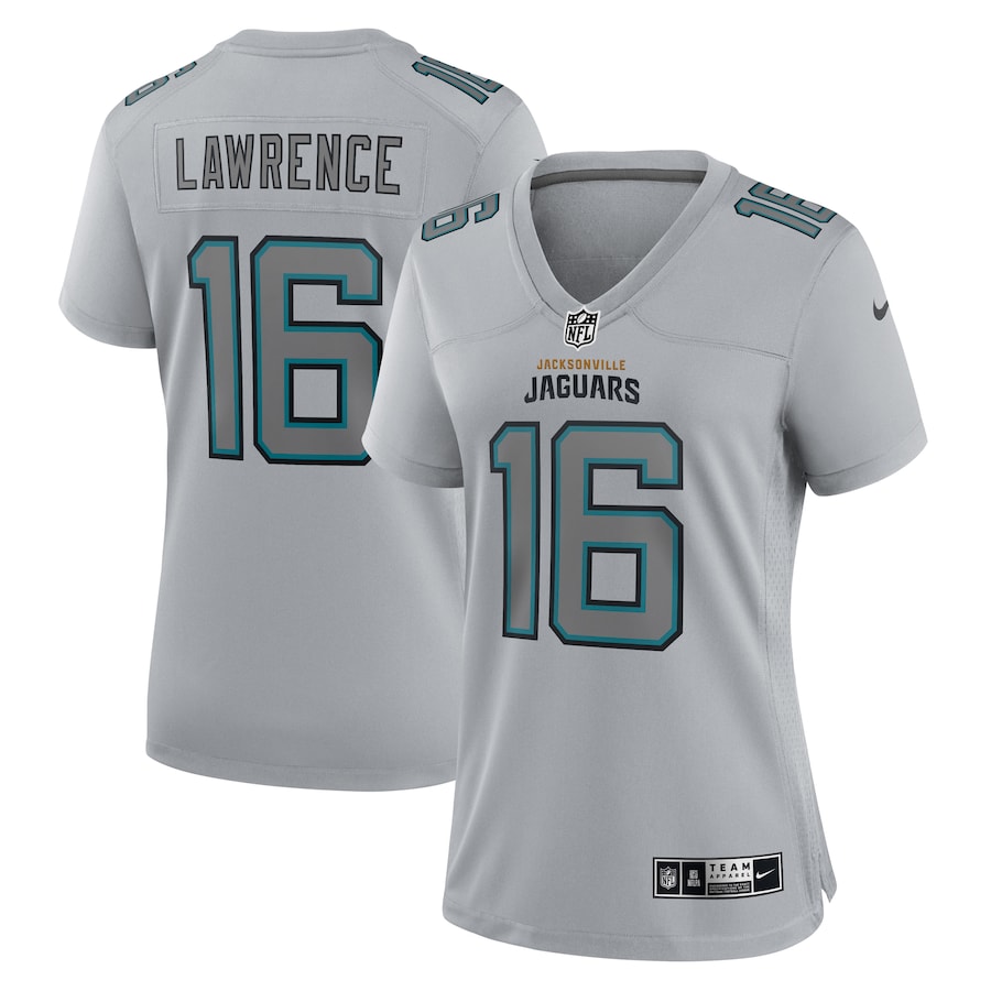 Womens Jacksonville Jaguars Trevor Lawrence Gray Atmosphere Fashion Game Jersey
