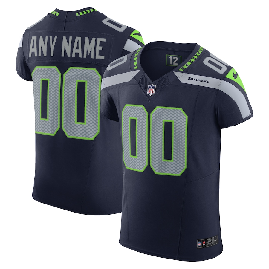 Mens Seattle Seahawks College Navy Vapor F.U.S.E. Elite Custom Jersey
