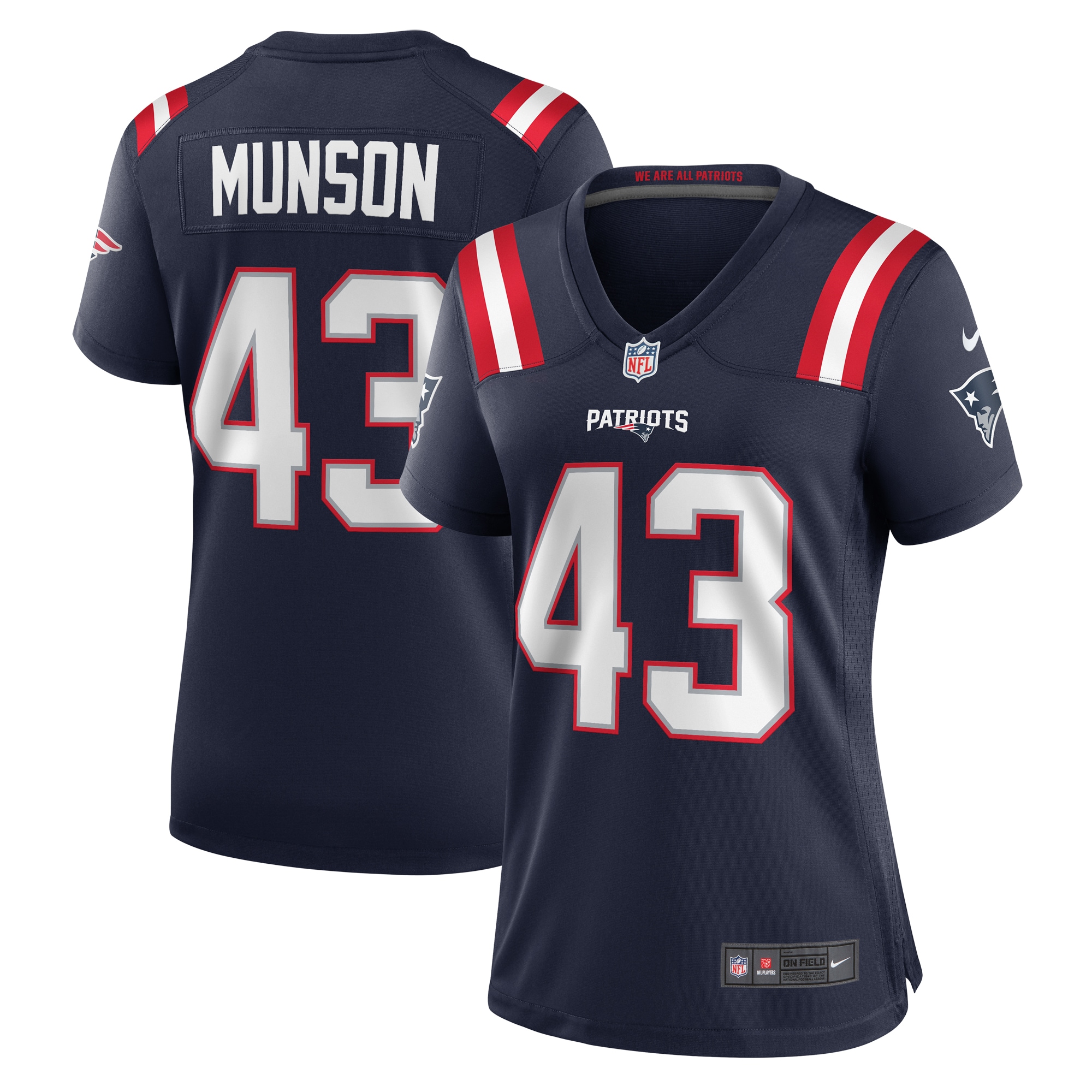 Calvin Munson New England Patriots Women's Home Game Player Jersey - Navy