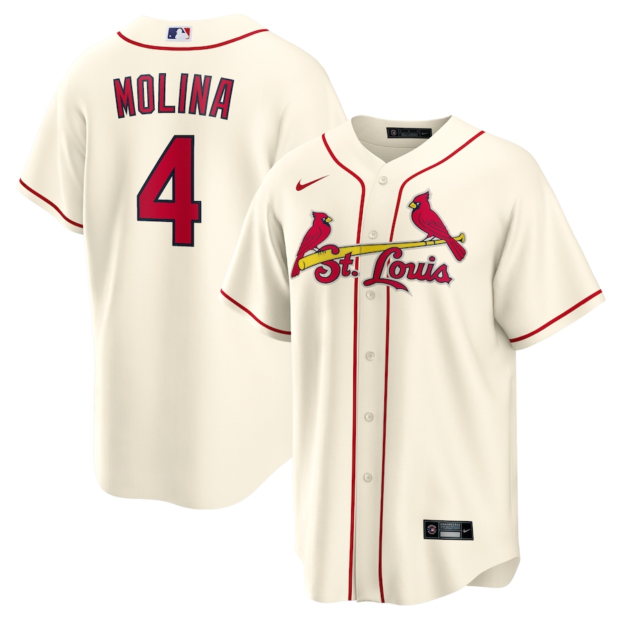 Youth St. Louis Cardinals Yadier Molina Nike Cream Alternate Replica Player Name Jersey