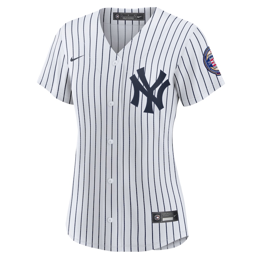 Women's New York Yankees Derek Jeter White/Navy 2020 Hall of Fame Induction Home Replica Player Name Jersey