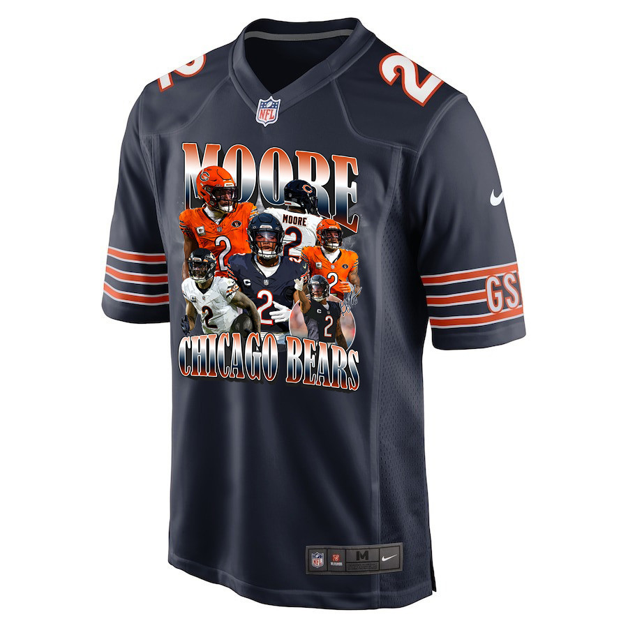 D.J. Moore 2 Signed Chicago Bears Moore Than A Feeling Game Men Jersey - Navy