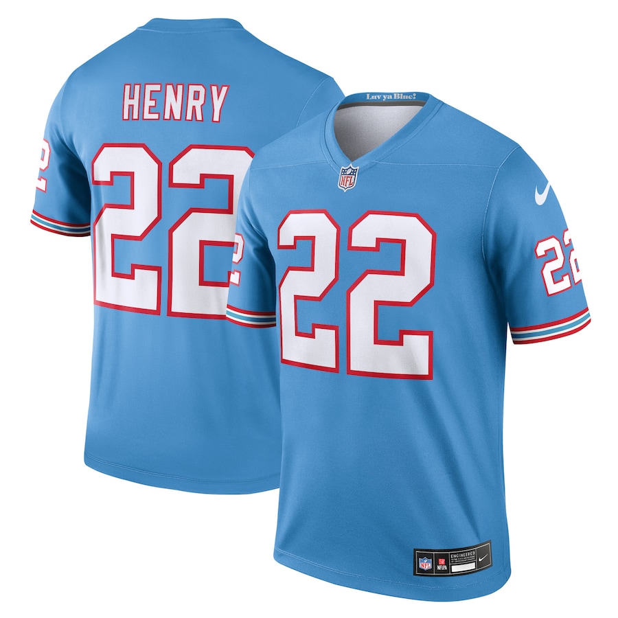 Mens Tennessee Titans Derrick Henry Light Blue Oilers Throwback Legend Player Jersey