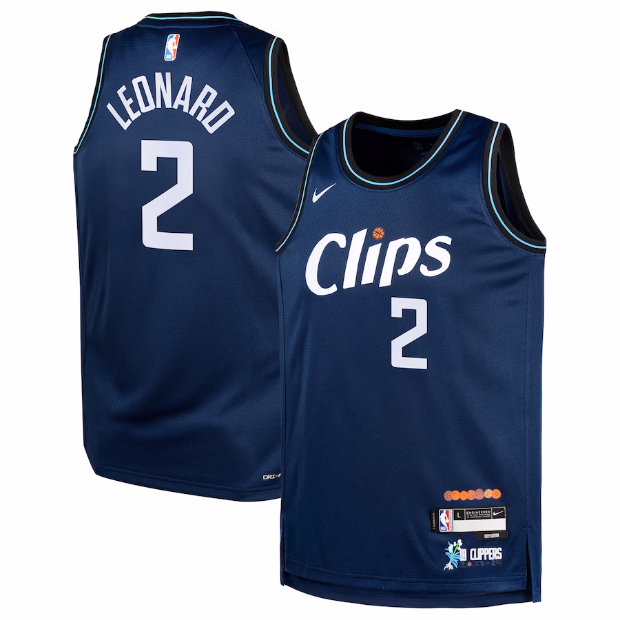 Youth LA Clippers Kawhi Leonard Nike Navy Swingman Replica Jersey - City Edition