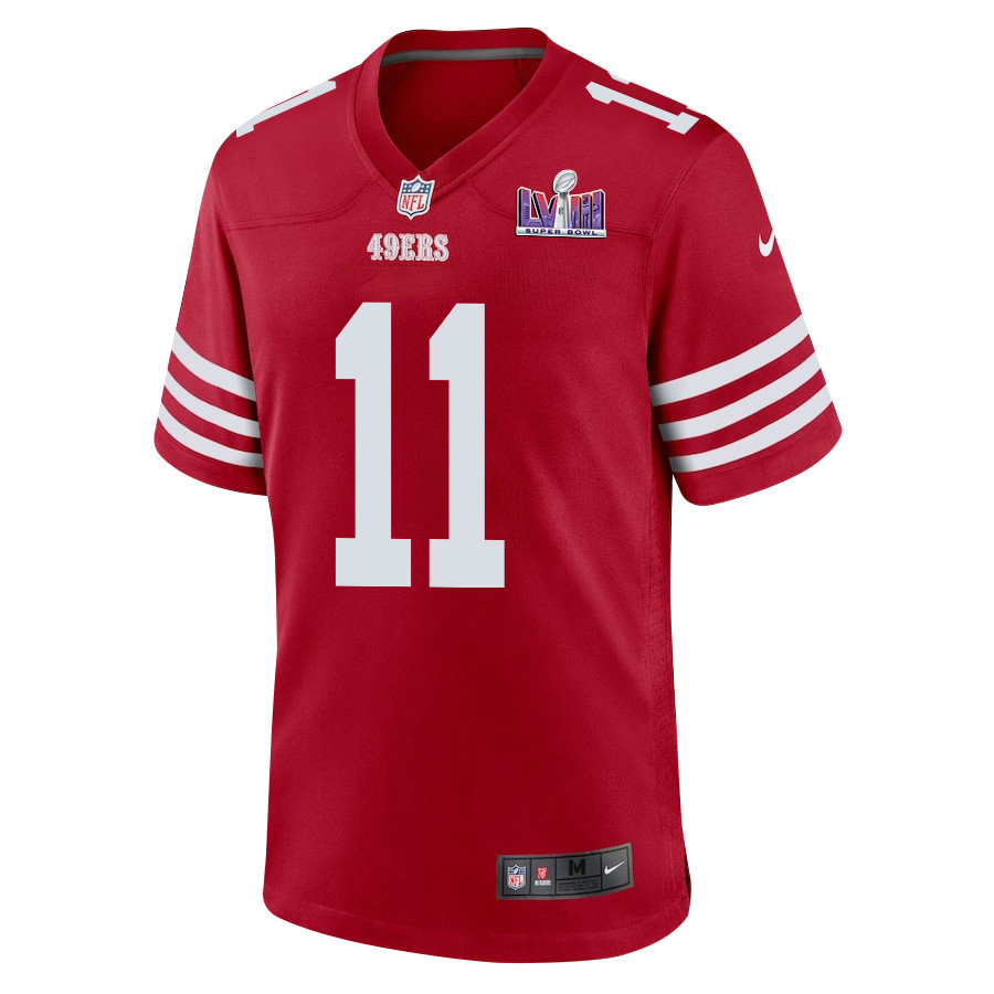 Brandon Aiyuk 11 Signed San Francisco 49ers Super Bowl LVIII Game Men Jersey - Scarlet