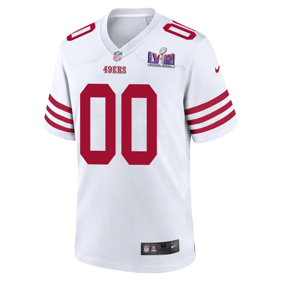 San Francisco 49ers Super Bowl LVIII Patch Game Men Custom Jersey - White