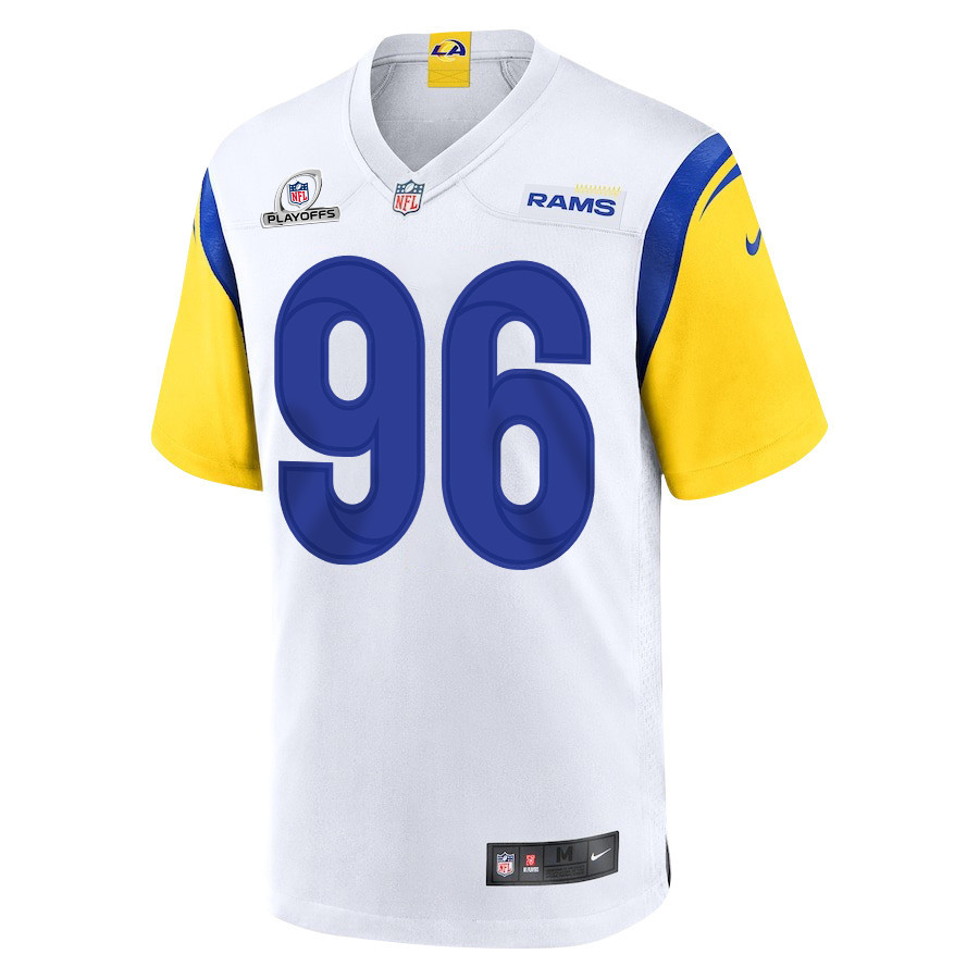Keir Thomas 96 Los Angeles Rams 2023 Playoffs Patch Game Men Jersey - White