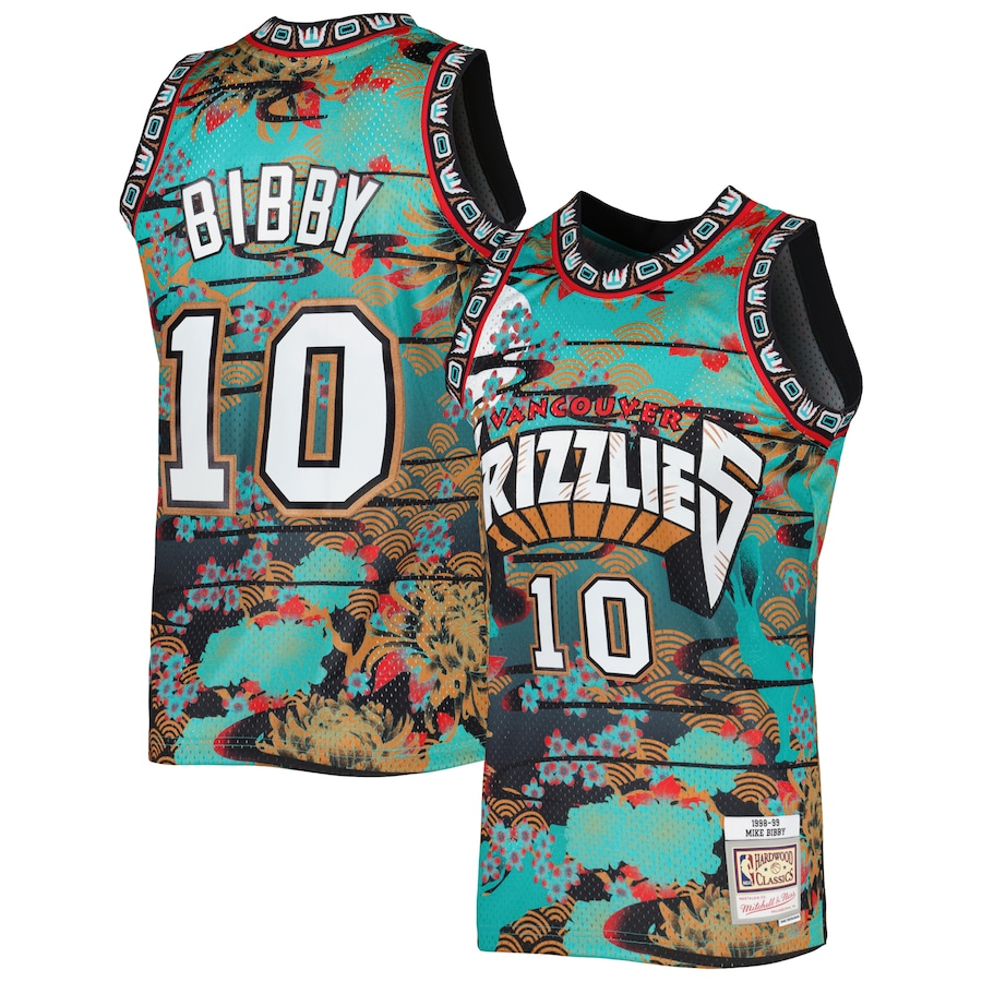 Men's Vancouver Grizzlies Mike Bibby Mitchell & Ness Turquoise Hardwood Classics Lunar New Year Swingman Jersey