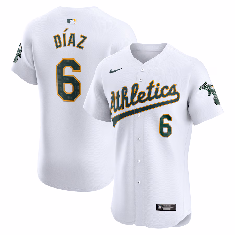 Youth Oakland Athletics Aledmys Diaz Nike White Home Elite Player Jersey