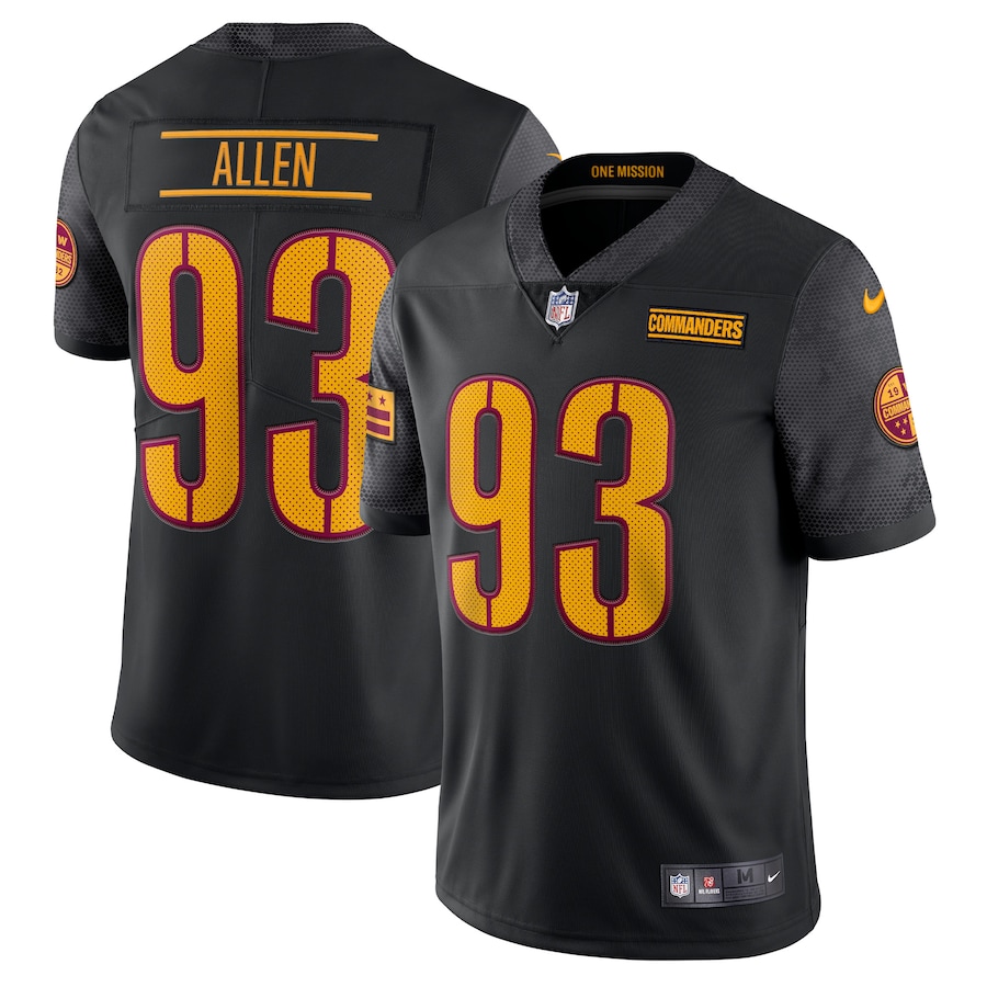 Mens Washington Commanders Jonathan Allen Black Alternate Vapor Limited Jersey