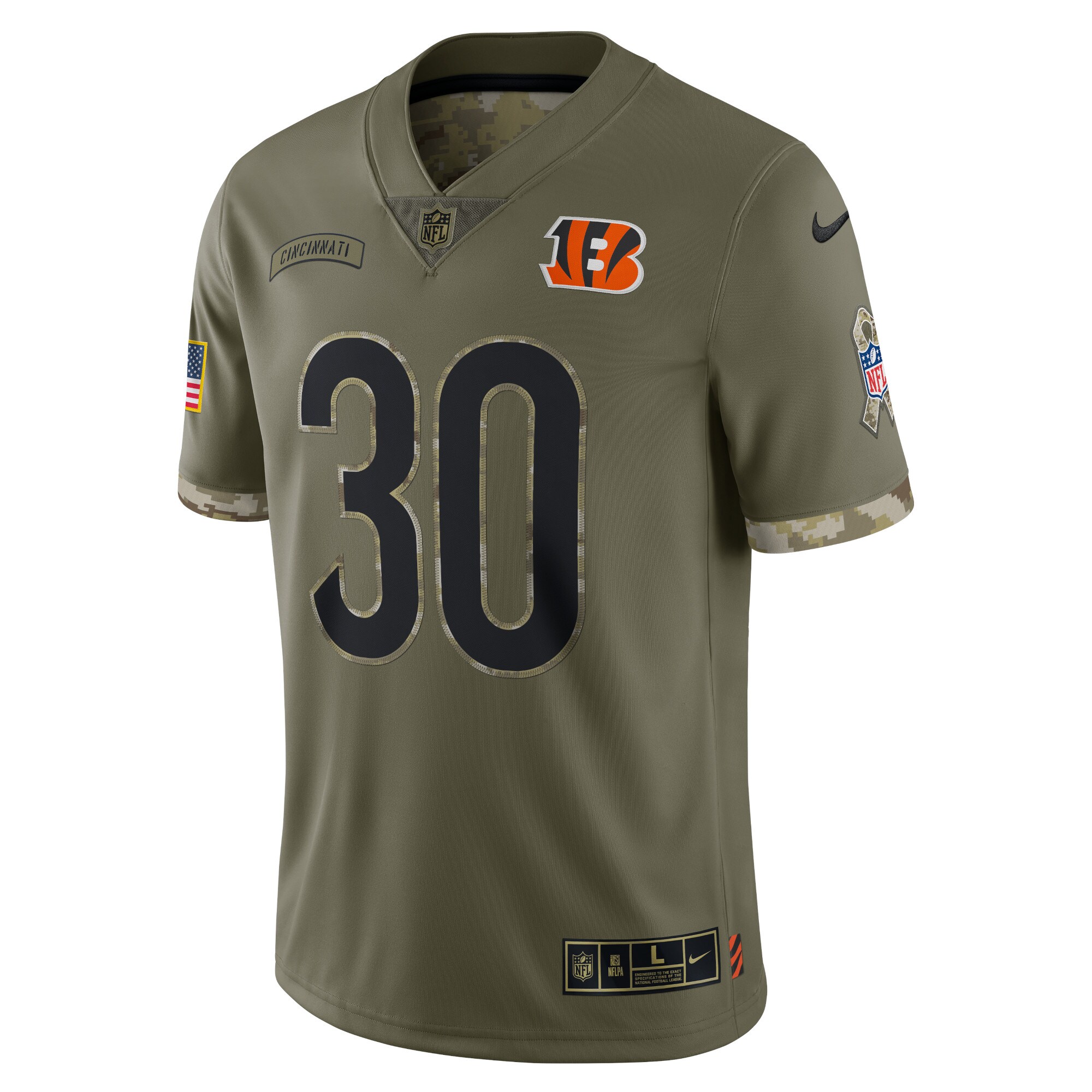 Jessie Bates III Cincinnati Bengals 2022 Salute To Service Limited Jersey - Olive