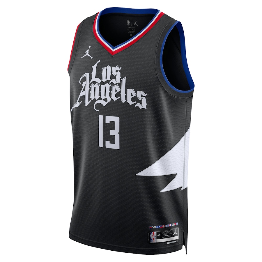 Unisex LA Clippers Paul George Jordan Brand Black Swingman Jersey - Statement Edition