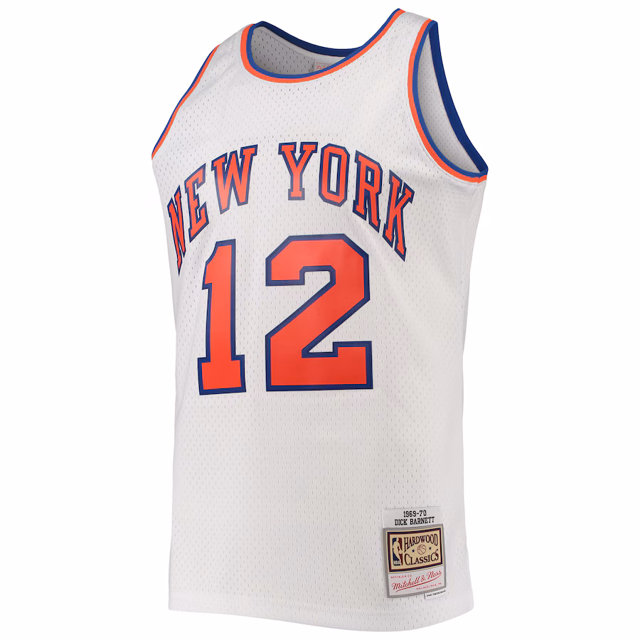Men's New York Knicks Dick Barnett Mitchell & Ness White Hardwood Classics Swingman Jersey