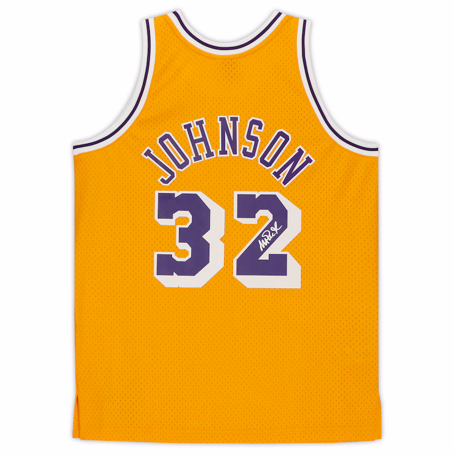 Magic Johnson Los Angeles Lakers Fanatics Authentic Autographed Gold Mitchell & Ness Hardwood Classics Swingman Jersey