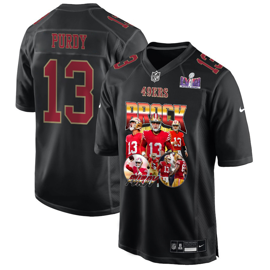 Brock Purdy 13 Signed San Francisco 49ers Niners Fashion Game Men Jersey - Carbon Black