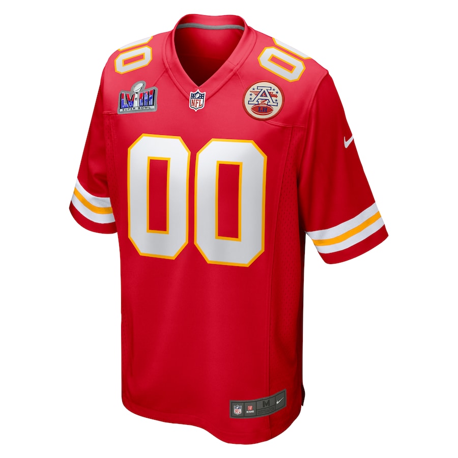 Mens Kansas City Chiefs Red Super Bowl LVIII Patch Custom Game Jersey