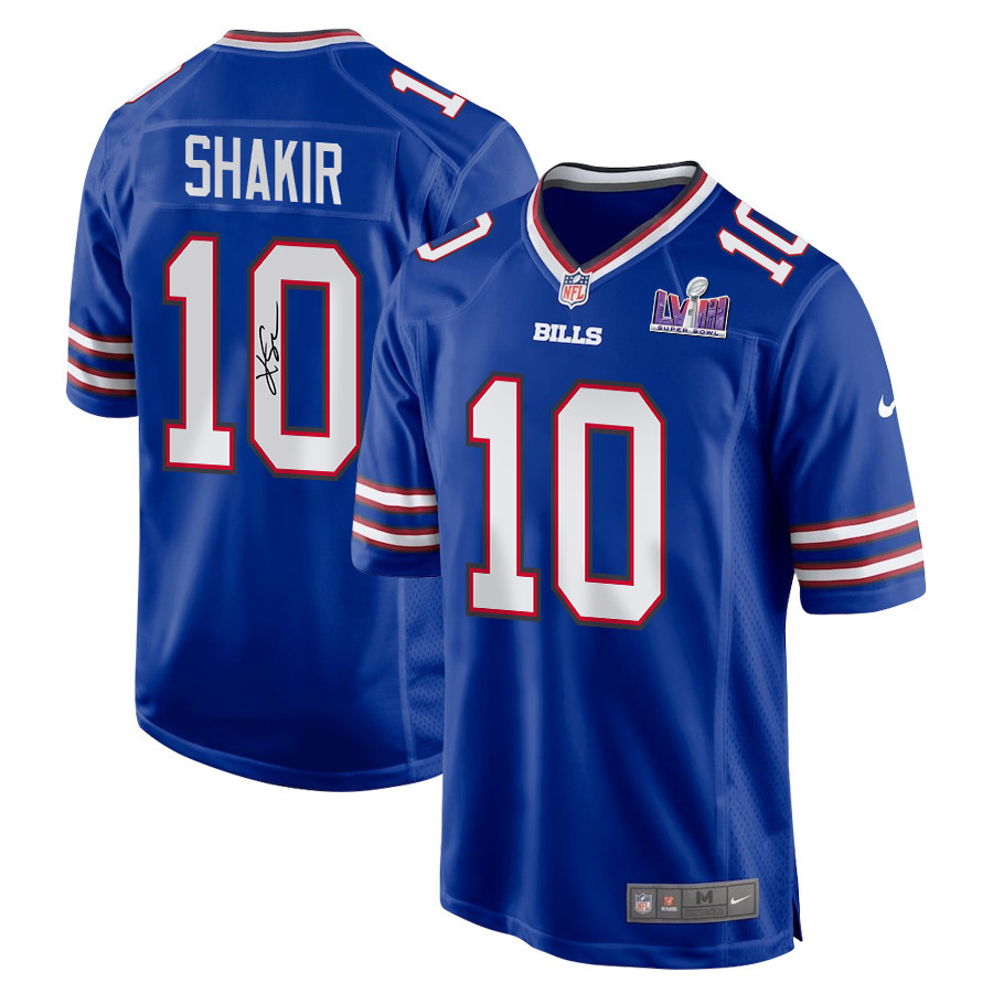 Khalil Shakir 10 Signed Buffalo Bills Super Bowl LVIII Game Men Jersey - Royal