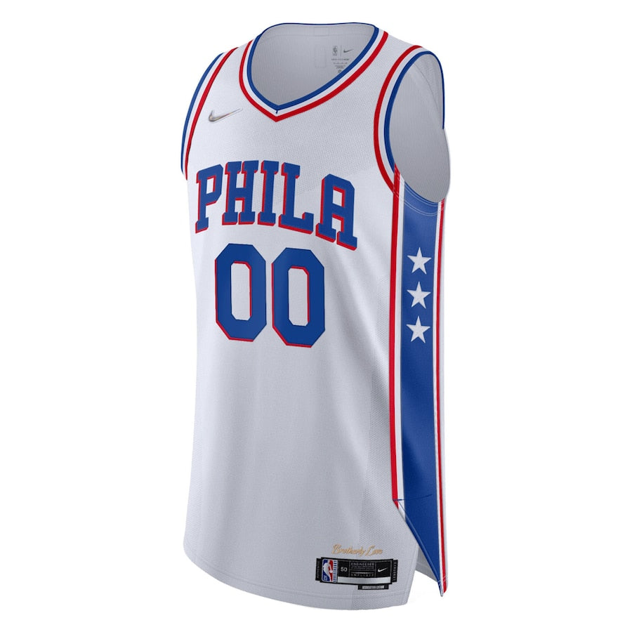 Mens Philadelphia 76ers White 2021/22 Diamond Authentic Custom Jersey