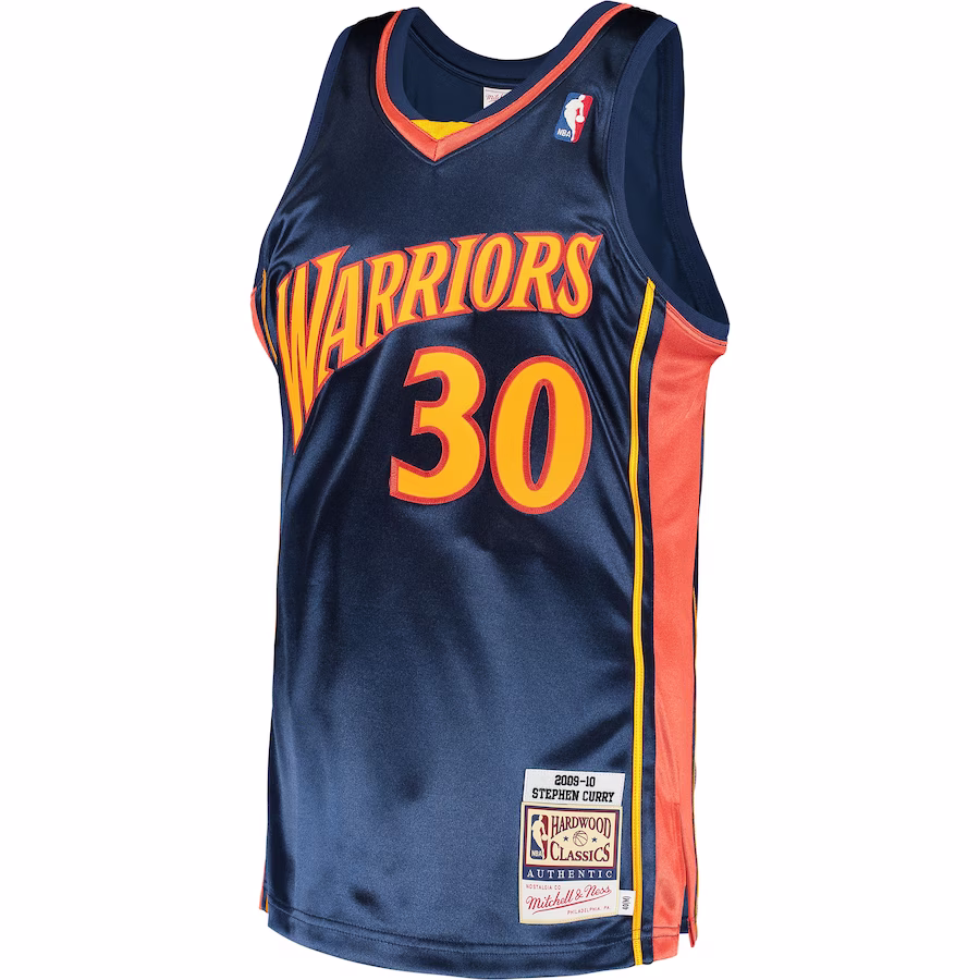 Men's Golden State Warriors Stephen Curry Mitchell & Ness Navy 2009 Hardwood Classics Authentic Jersey