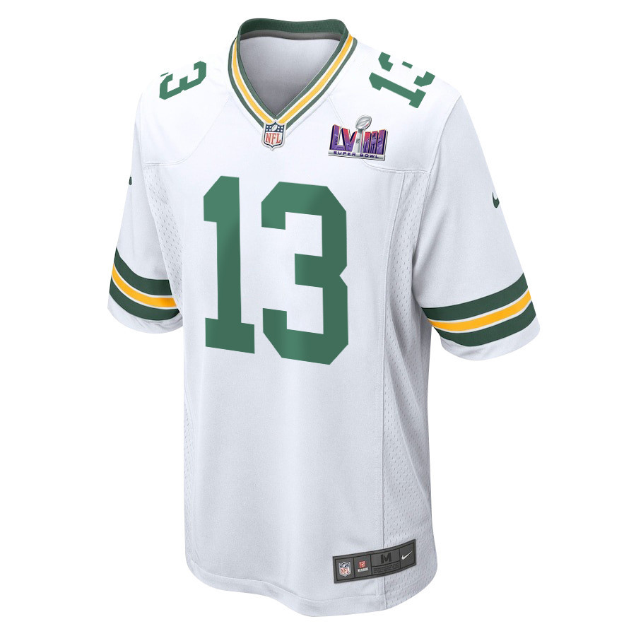 Dontayvion Wicks 13 Signed Green Bay Packers Super Bowl LVIII Game Men Jersey - White