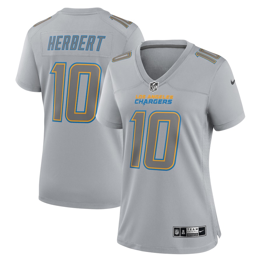Womens Los Angeles Chargers Justin Herbert Gray Atmosphere Fashion Game Jersey