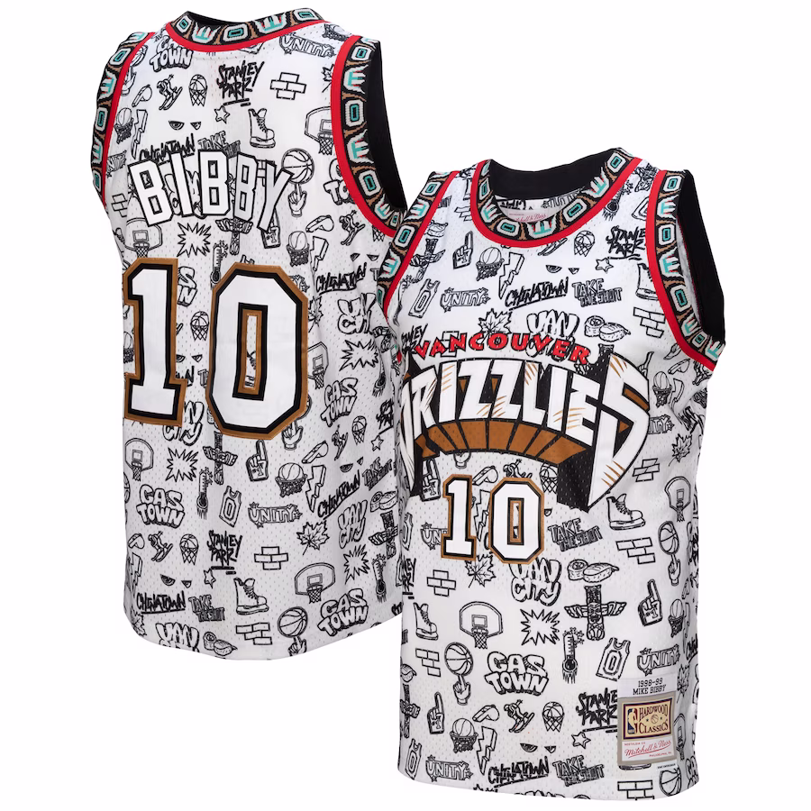 Men's Vancouver Grizzlies Mike Bibby Mitchell & Ness White 1998/99 Swingman Jersey