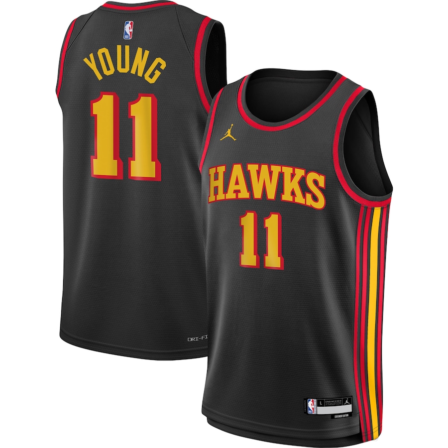 Youth Atlanta Hawks Trae Young Jordan Brand Black Swingman Jersey - Statement Edition