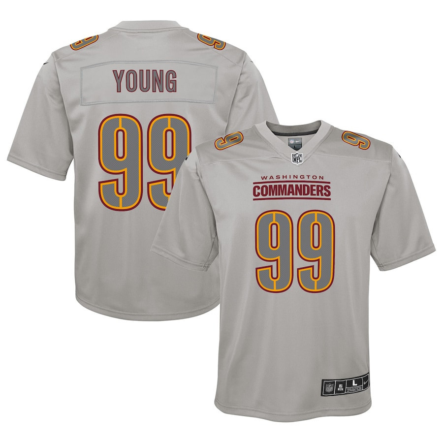 Chase Young 99 Washington Commanders YOUTH Atmosphere Fashion Game Jersey - Gray