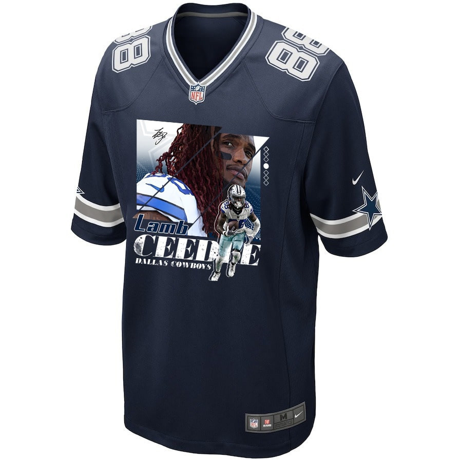 CeeDee Lamb 88 Dallas Cowboys Signed Glass Home Game Men Jersey - Navy