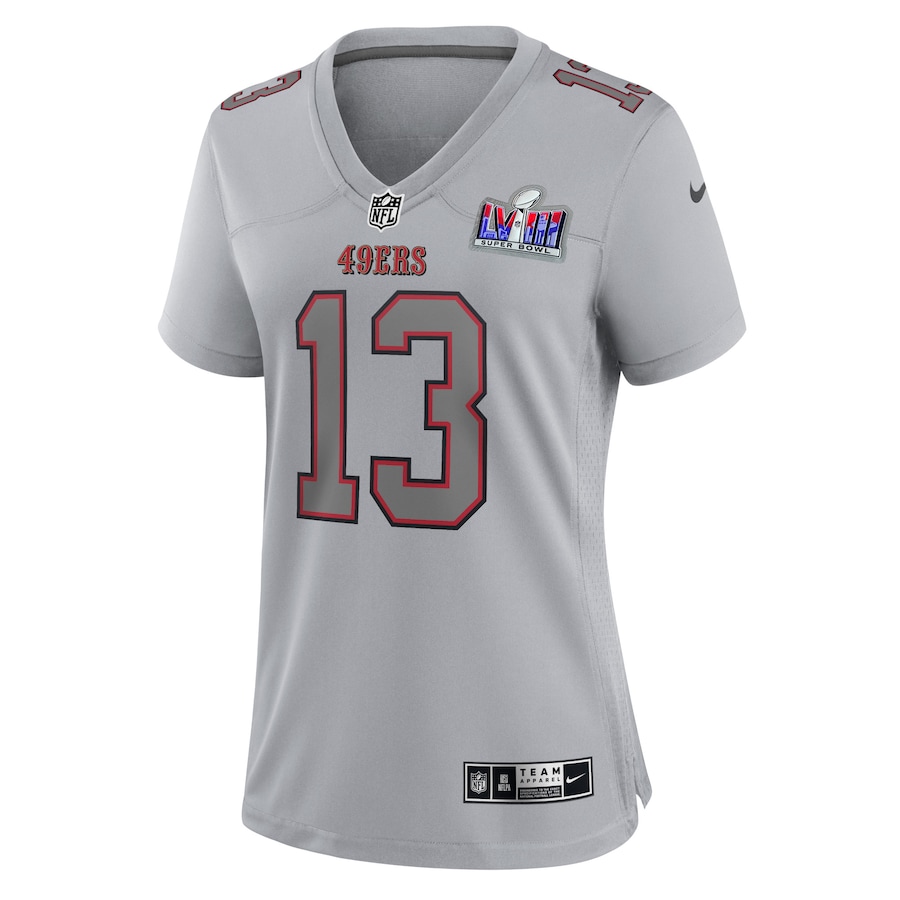 Womens San Francisco 49ers Brock Purdy Gray Super Bowl LVIII Atmosphere Fashion Game Jersey