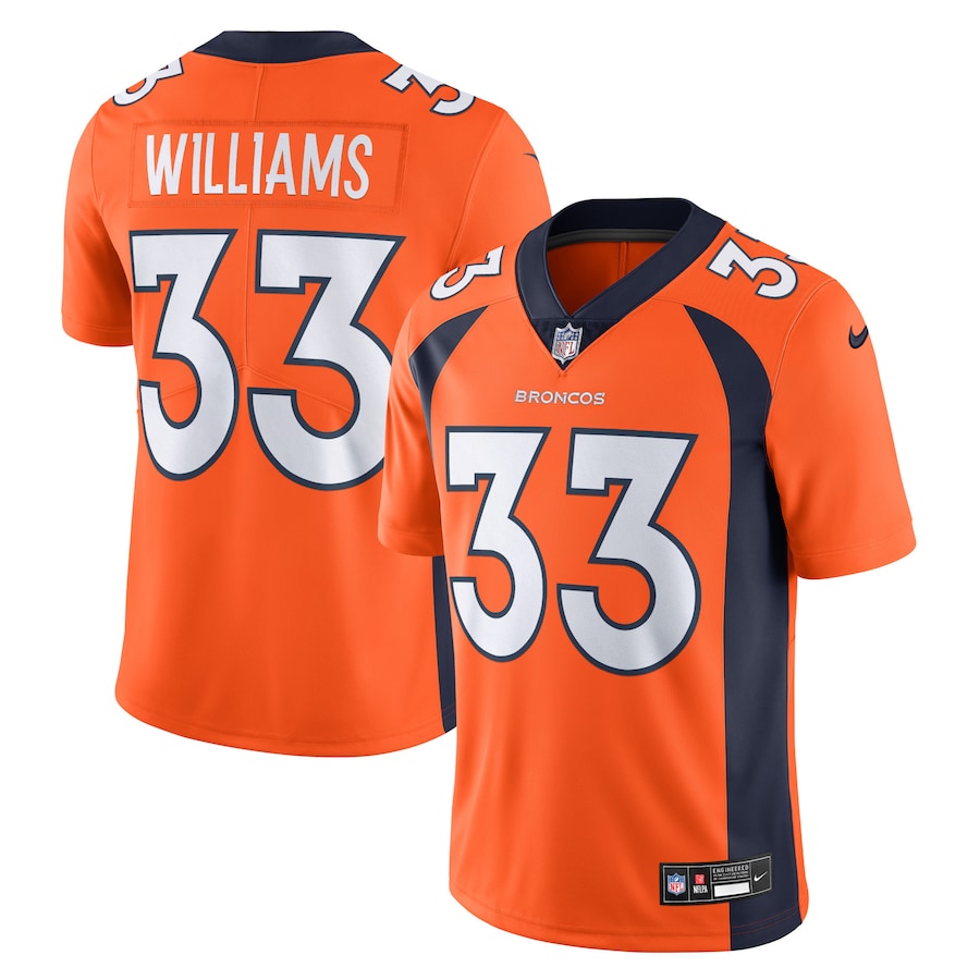 Mens Denver Broncos Javonte Williams Orange Vapor Untouchable Limited Jersey