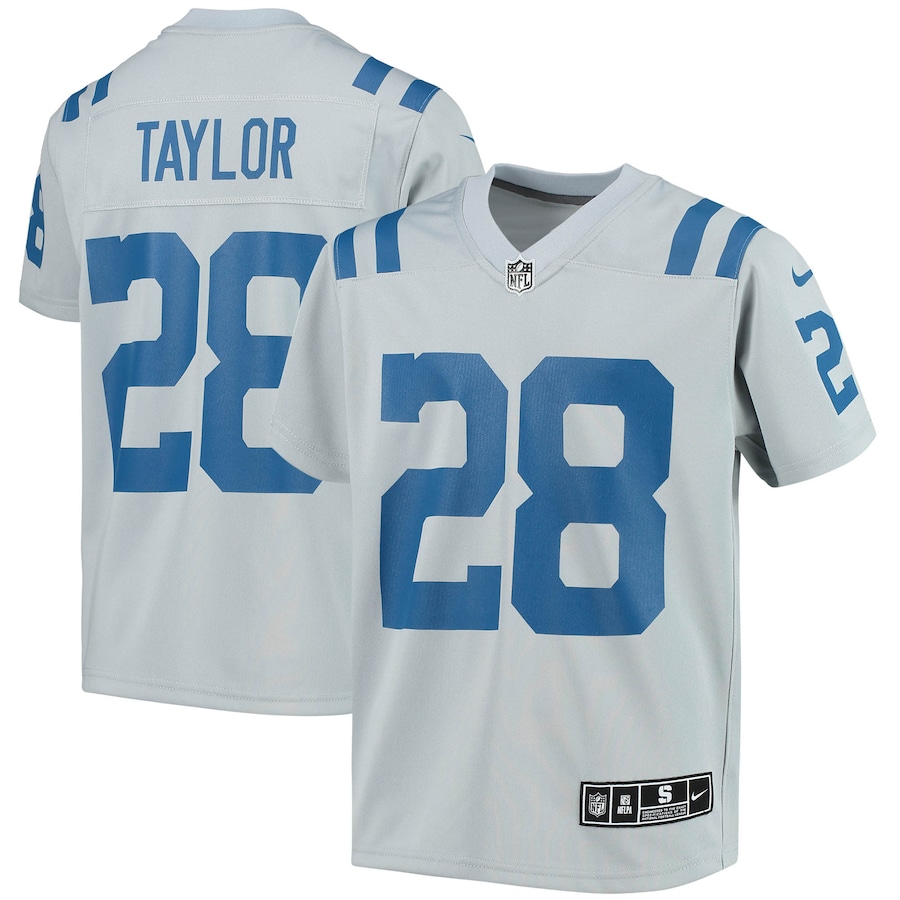 Youth Indianapolis Colts Jonathan Taylor Gray Inverted Team Game Jersey