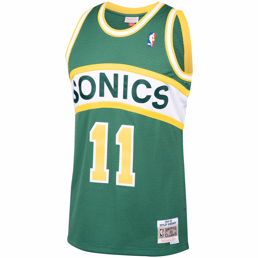 Men's Seattle SuperSonics Detlef Schrempf Mitchell & Ness Green Hardwood Classics Swingman Jersey
