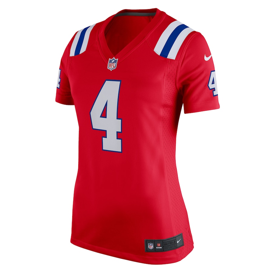 Womens New England Patriots Bailey Zappe Red Alternate Game Player Jersey