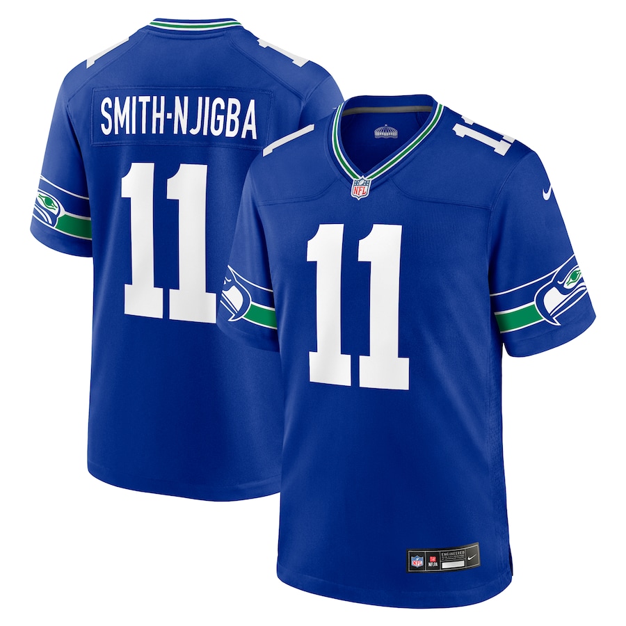 Mens Seattle Seahawks Jaxon Smith-Njigba Royal Throwback Player Game Jersey