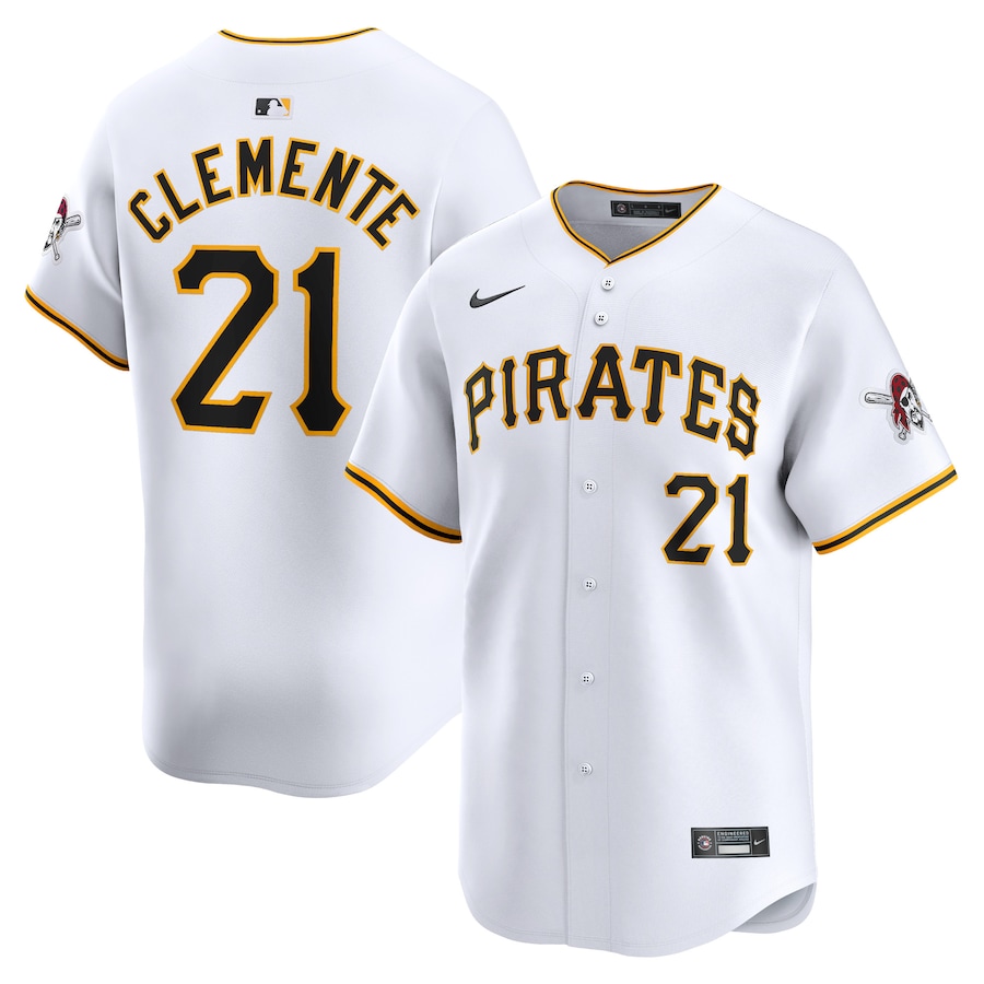 Men's Pittsburgh Pirates Roberto Clemente White Home Limited Player Jersey