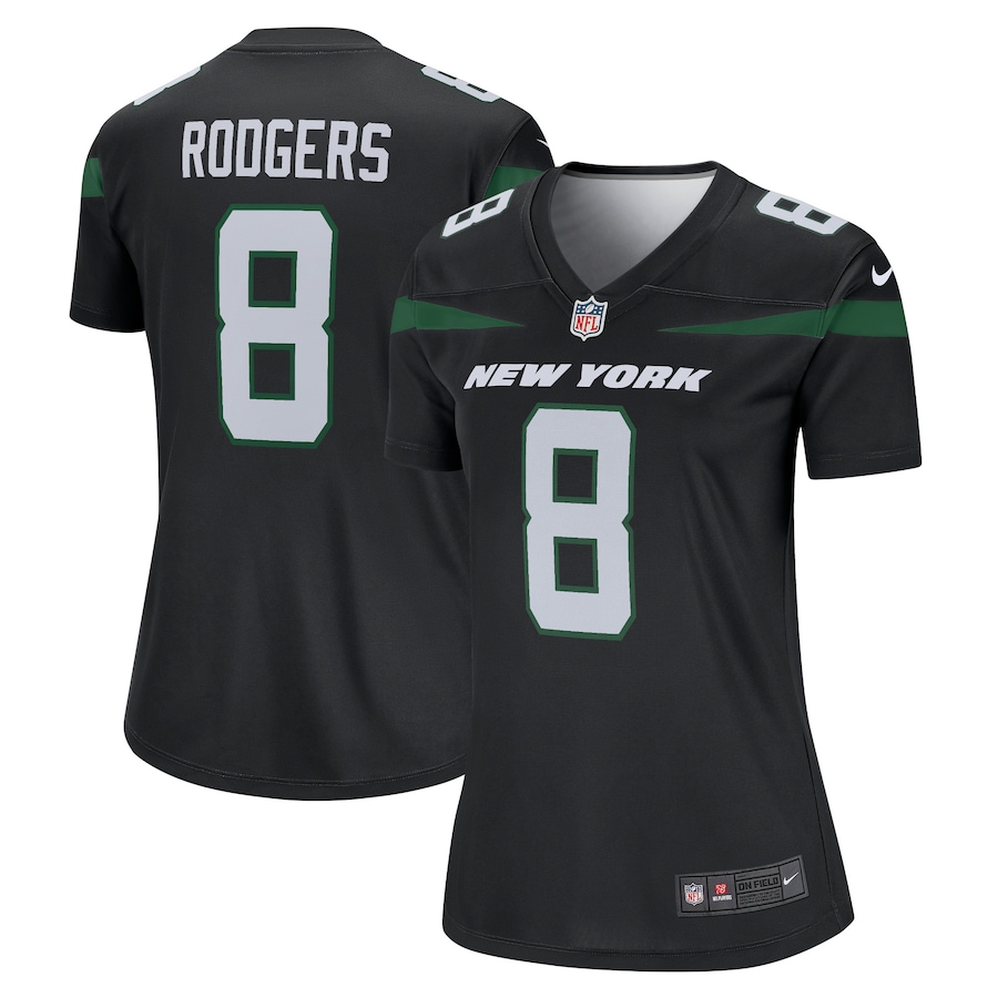 Womens New York Jets Aaron Rodgers Stealth Black Alternate Legend Player Jersey