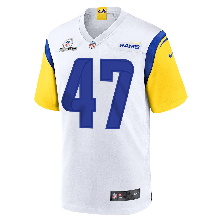Alex Ward 47 Los Angeles Rams 2023 Playoffs Patch Game Men Jersey - White
