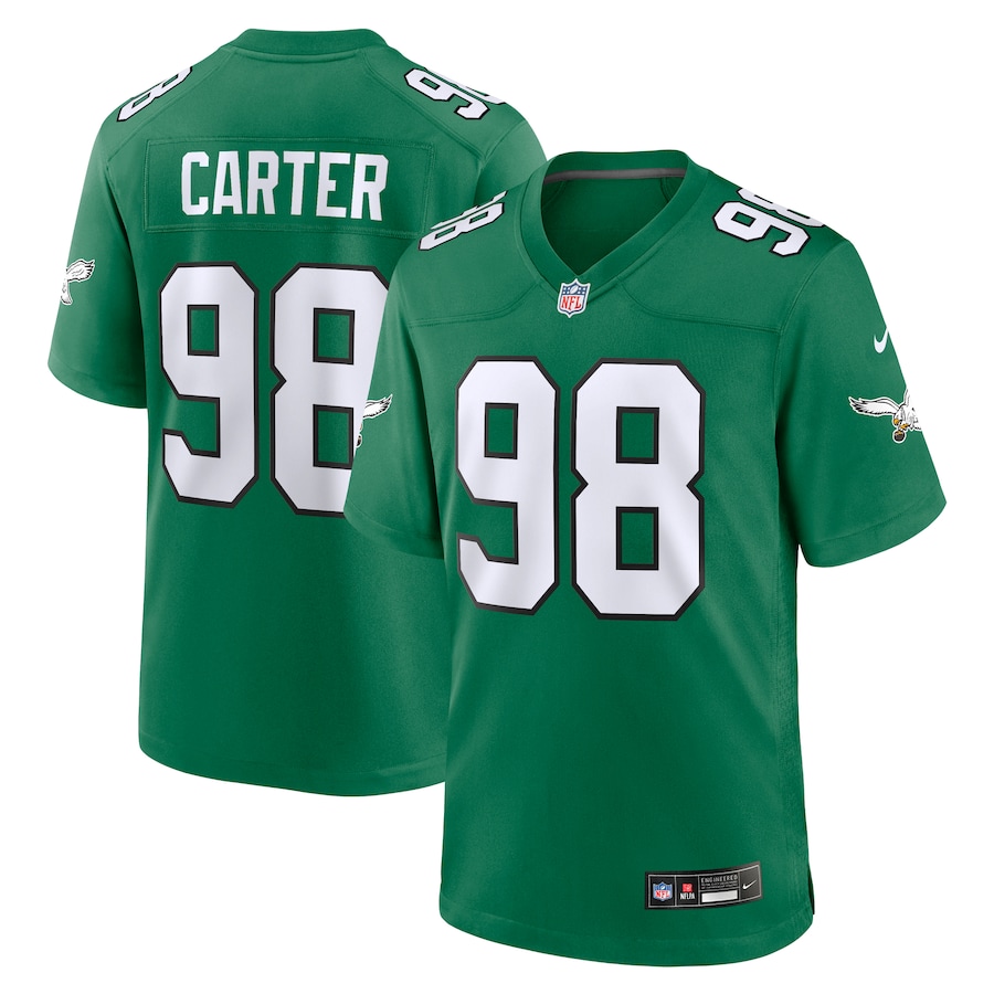 Mens Philadelphia Eagles Jalen Carter Kelly Green Alternate Game Jersey