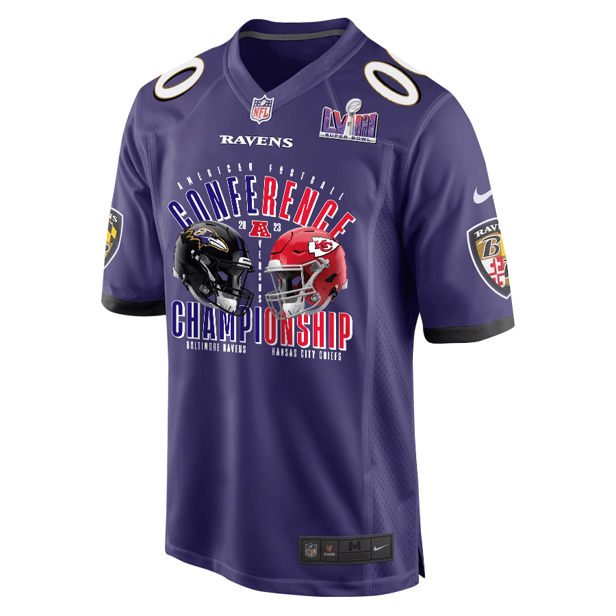 Baltimore Ravens vs. Kansas City Chiefs 2023 AFC Championship Matchup Game Custom Men Jersey - Purple