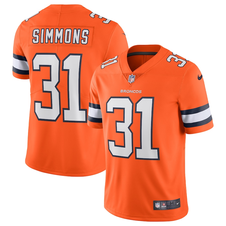Mens Denver Broncos Justin Simmons Orange Alternate Vapor Limited Jersey