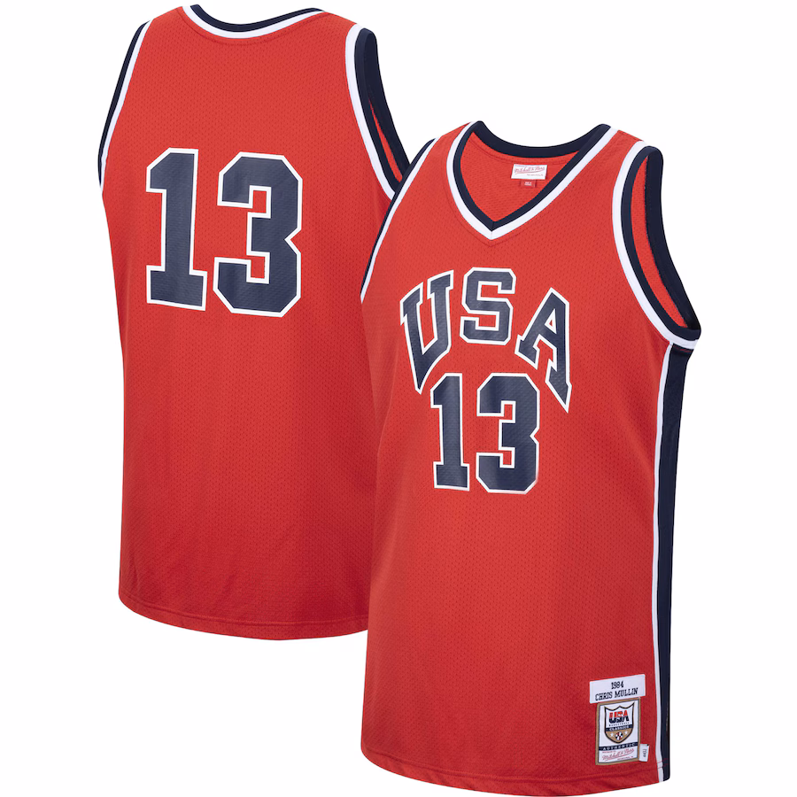Men's USA Basketball Chris Mullin Mitchell & Ness Red Authentic 1984 Jersey
