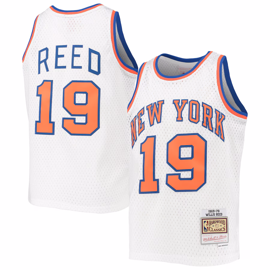 Youth New York Knicks Willis Reed Mitchell & Ness White 1969/70 Hardwood Classics Swingman Jersey